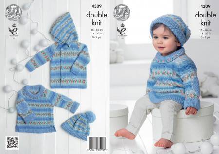 Sweater, Jacket and Hat in King Cole Drifter for Baby DK and Cottonsoft DK (4309)