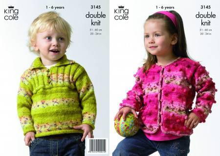 Girl's Cardigan and Boy's Sweater in King Cole Splash DK (3145)