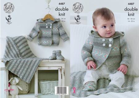 Hooded Jacket, Blanket and Bootees in King Cole Drifter for Baby DK (4487)