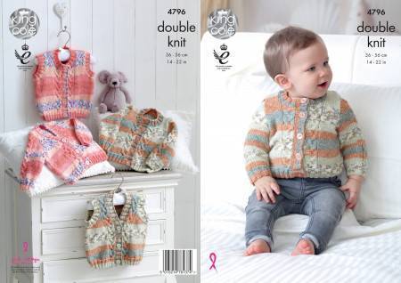 Cardigans and Waistcoat in King Cole Drifter for Baby DK (4796)