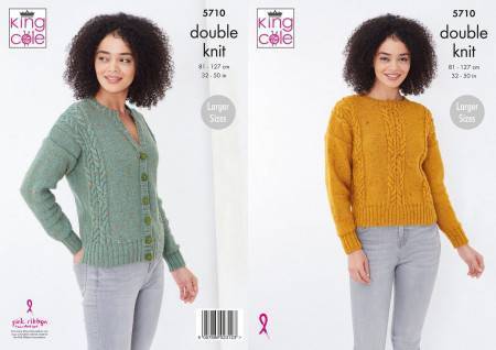 Sweater and Cardigan in King Cole Big Value Tweed DK (5710)