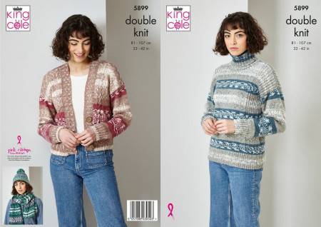 Cardigan, Sweater, Scarf and Hat in Fjord DK (5899)