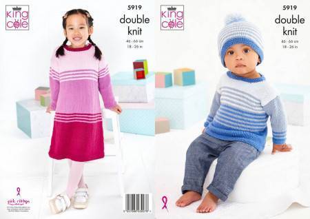 Dress, Sweater and Hat in King Cole Cottonsoft DK (5919)