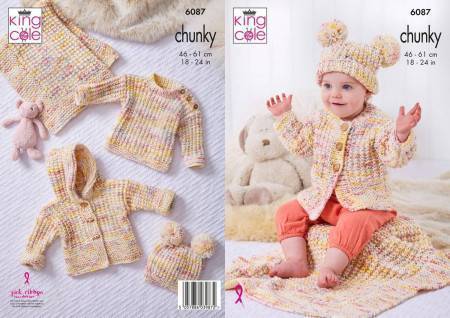 Jackets, Sweater, Hat and Blanket in King Cole Bumble Chunky (6087)