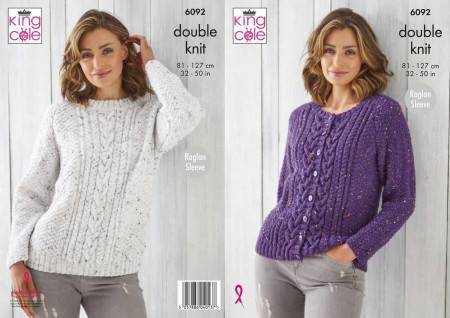 Sweater and Cardigan in King Cole Big Value Tweed DK (6092)