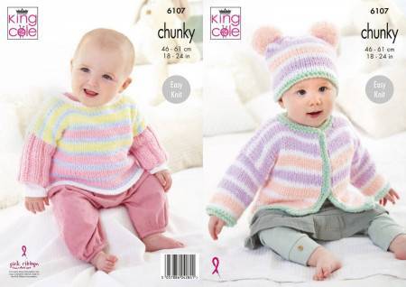 Cardigan, Top and Hat in King Cole Comfort Chunky (6107)