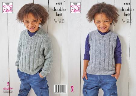 Sweater and Slipover in King Cole Simply Denim DK (6155)
