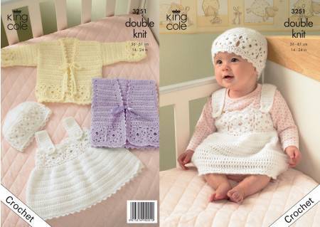 Cardigan, Waistcoat, Pinafore Dress and Hat in King Cole Comfort Baby DK (3251)