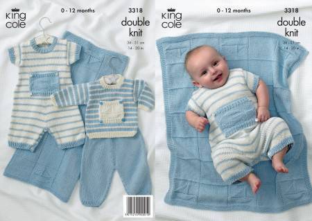 Sweater, Pants, Romper and Blanket in King Cole Bamboo Cotton DK (3318)