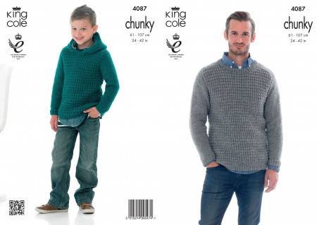 Sweater and Hoodie in King Cole Big Value Chunky (4087)