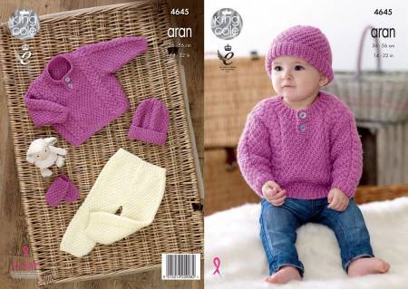 Sweater, Trousers, Hat and Mittens in King Cole Comfort Aran (4645)