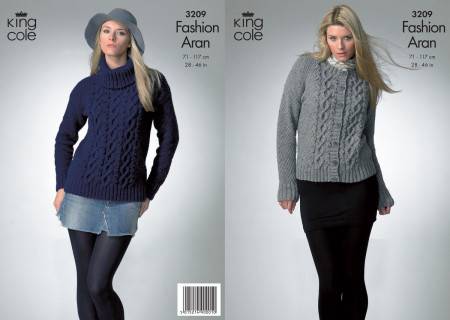 Sweater and Cardigan in King Cole Fashion Aran (3209)