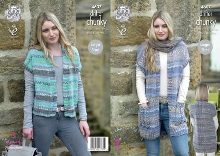 Waistcoats in King Cole Drifter Chunky (4607) | The Knitting Network