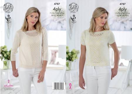 Top and Sweater in King Cole Giza Cotton Sorbet 4 Ply and Giza Cotton 4 Ply (4787) 