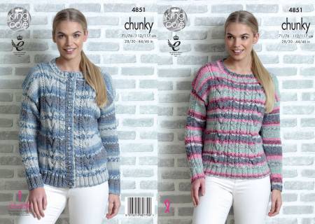 Sweater and Cardigan in King Cole Drifter Chunky (4851)