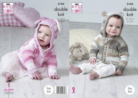 Hooded Jackets in King Cole Cottonsoft Baby Crush DK (5104)