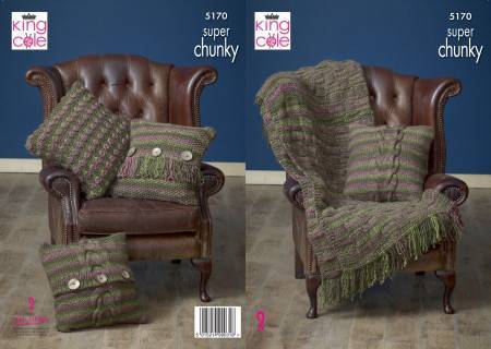 Blanket and Cushions in King Cole Orbit Super Chunky (5170)