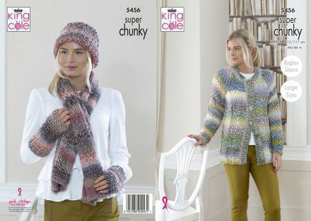 Cardigan, Scarf, Hat and Wrist Warmers in King Cole Explorer Super Chunky (5456)
