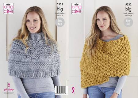 Poncho and Wrap in King Cole Big Value Big (5532)