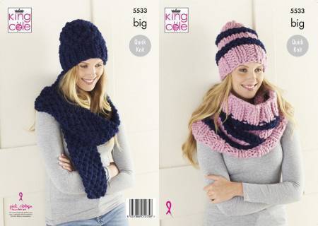 Hats, Scarf and Cowl in King Cole Big Value Big (5533)