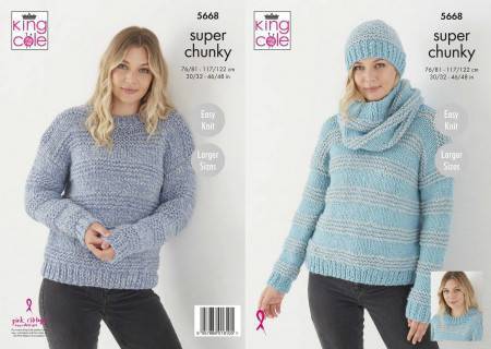 Sweaters, Hat and Cowl in King Cole Timeless Classic Super Chunky (5668)