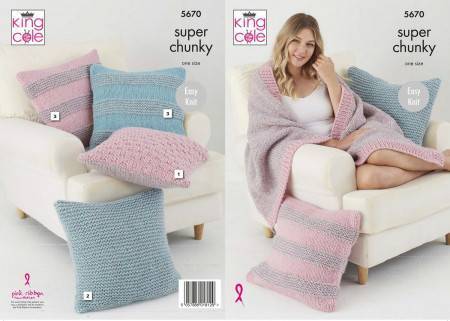 Throw and Cushions in King Cole Timeless Classic Super Chunky (5670)