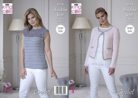 Jacket and Top in King Cole Finesse Cotton Silk DK (5114)
