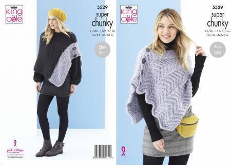 Ponchos in King Cole Timeless Super Chunky (5529)