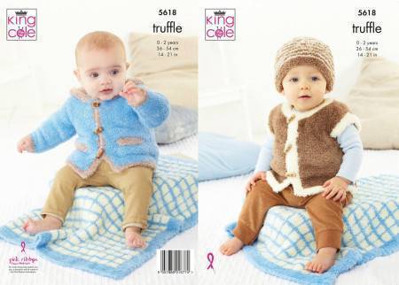 Blanket, Jacket, Gilet and Hat in King Cole Truffle (5618)