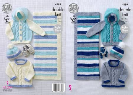 Sweater, Jacket, Hat and Blanket in King Cole Big Value Baby DK (4889)