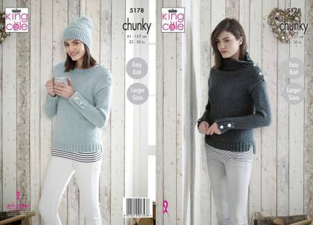 Sweaters and Hat in King Cole Timeless Chunky (5178)