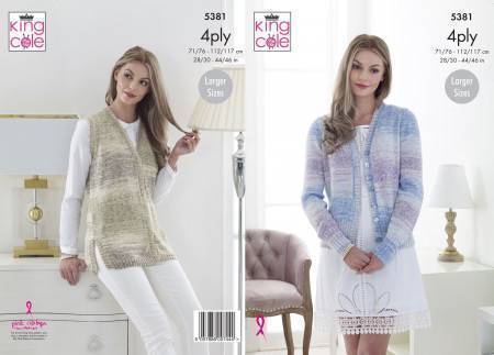 Waistcoat and Cardigan in King Cole Drifter 4 Ply (5381)