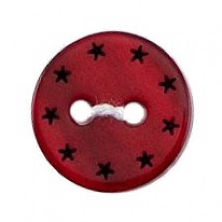 Size 12mm, 2 Hole, Little Stars, Red, Pack of 5