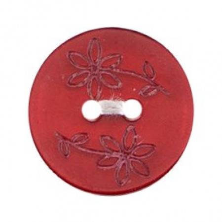 Size 17mm, 2 Hole, Printed Flowers, Red, Pack of 3