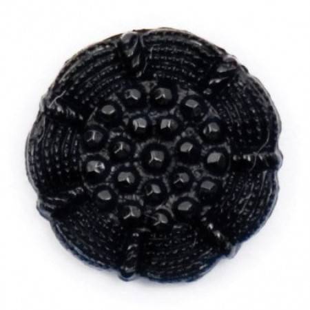 Size 12mm, Flower Swirl Pattern, Black, Pack of 4