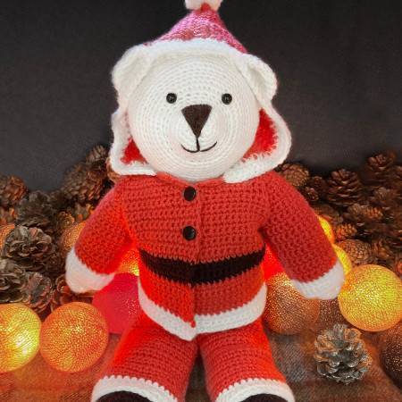 Bo Bear Santa Suit in West Yorkshire Spinners Bo Peep DK Pattern
