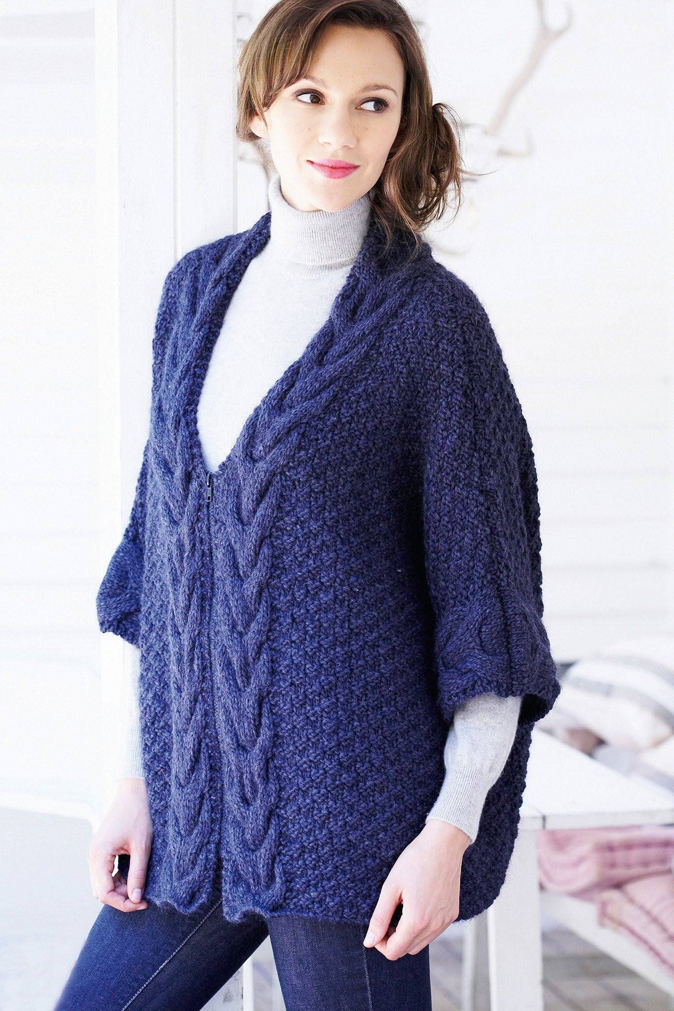 V-Neck Oversized Womens Jacket Knitting Pattern | The Knitting Network