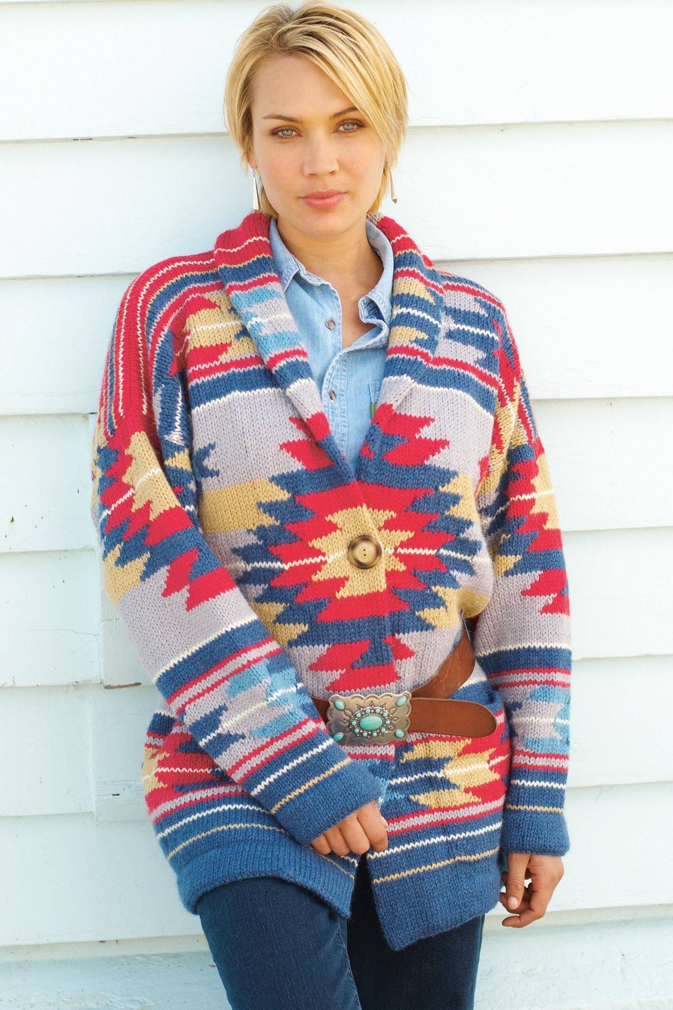 Womens Jacket Navajo Print Knitting Pattern The Knitting Network