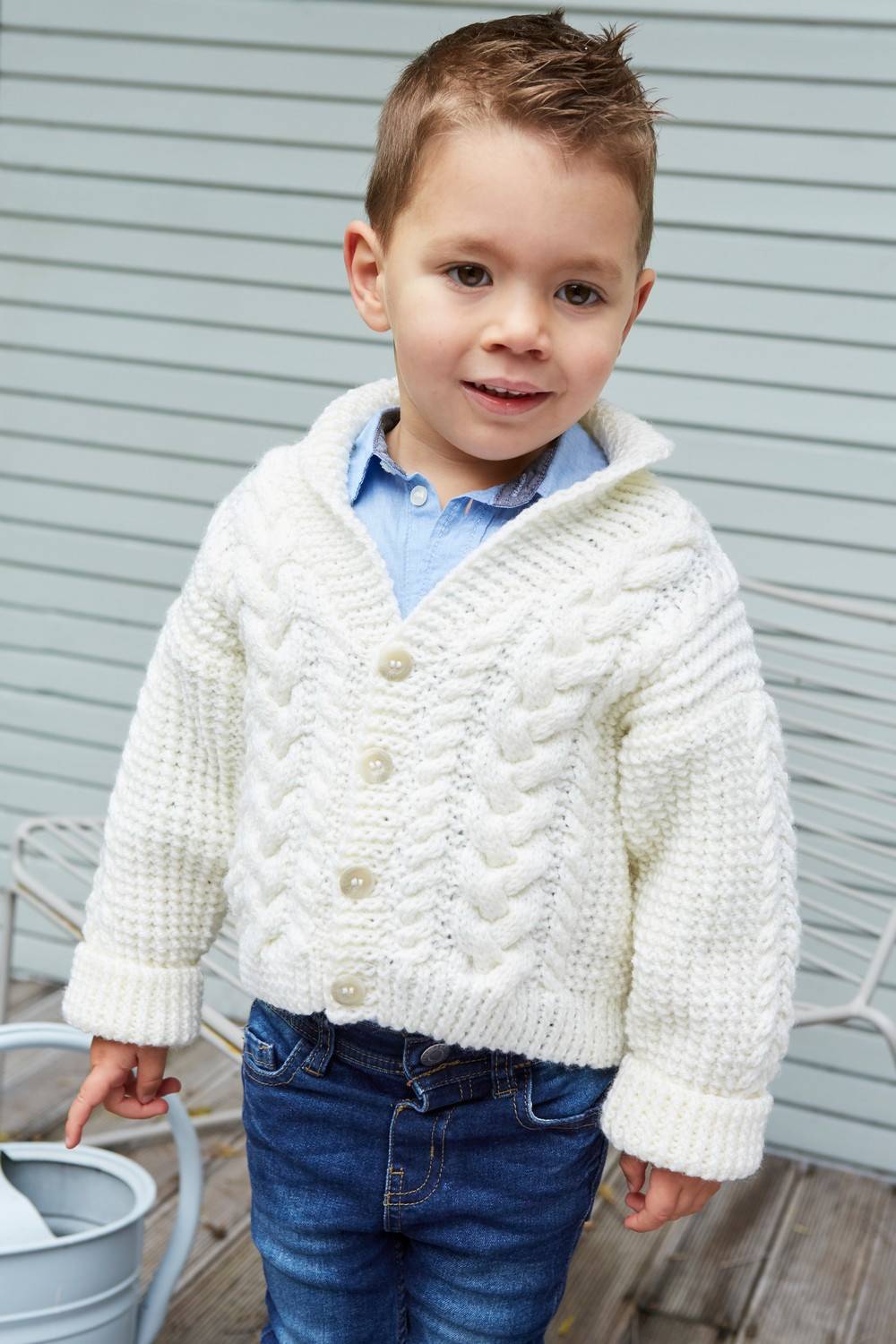Child Shawl Collar Jacket in Rozetti Montana Colors | The Knitting Network
