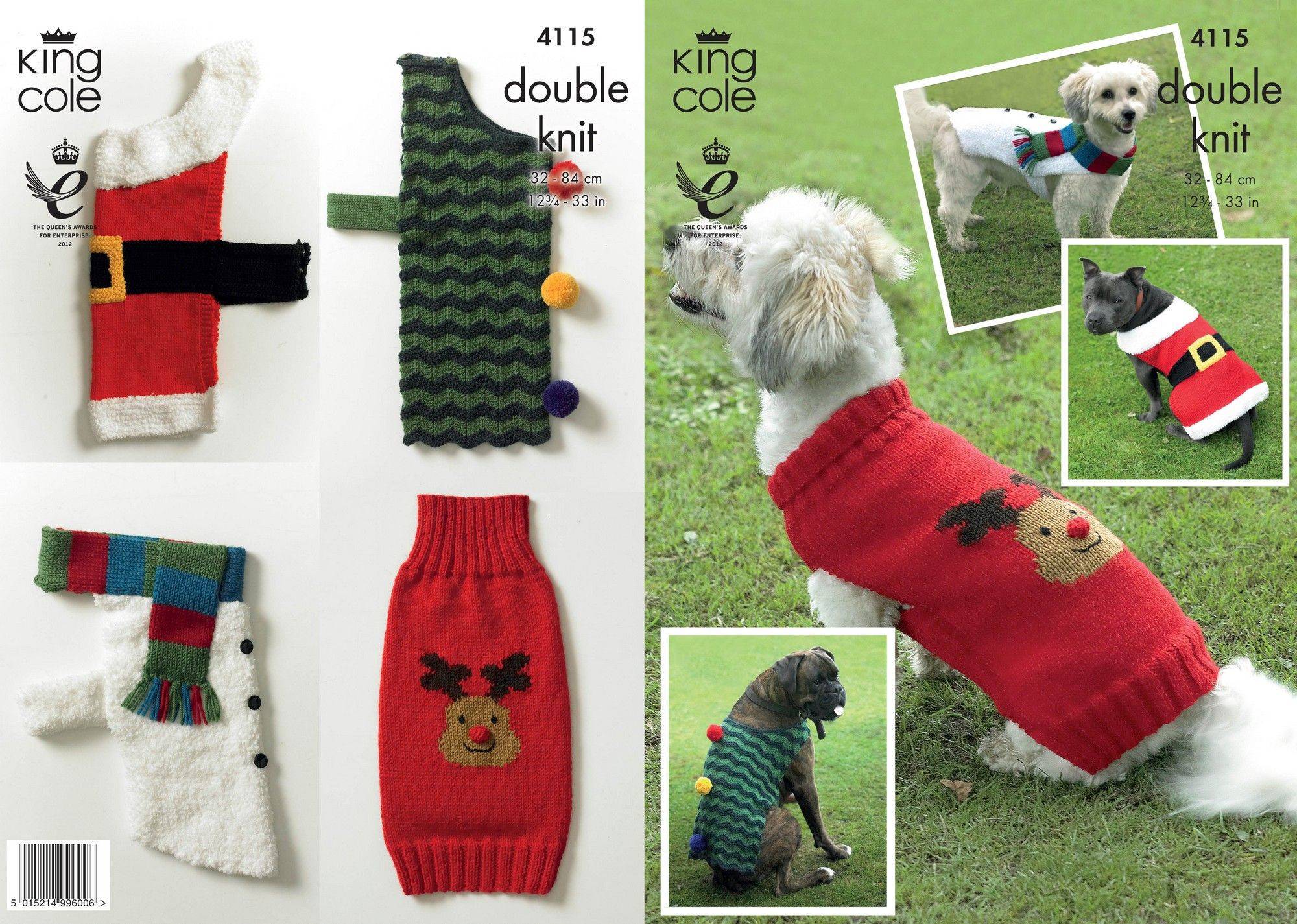 Christmas Dog Coats in King Cole Cuddles DK and King Cole Merino Blend ...
