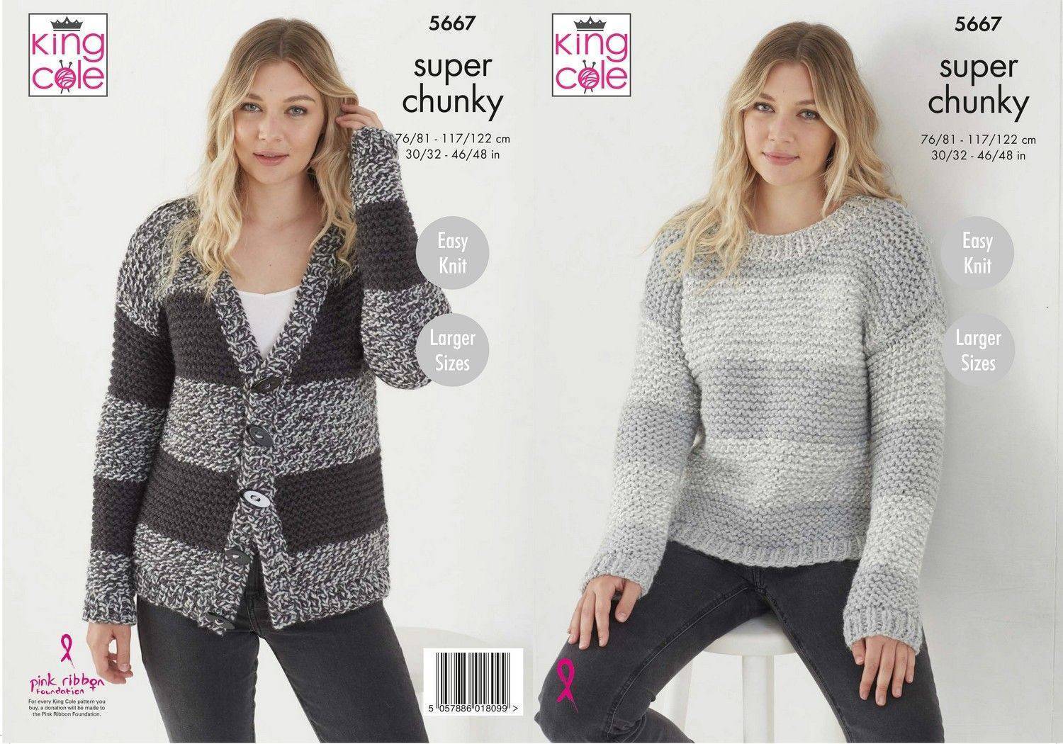 Sweater and Cardigan in King Cole Timeless Classic Super Chunky (5667 ...