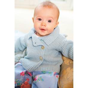 Baby's knitted retro jacket with buttons to one side and cute collar