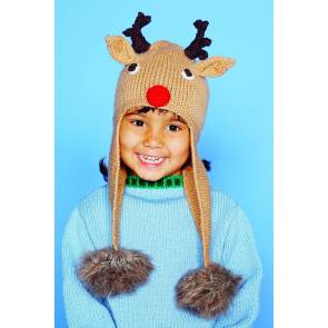 Children's Christmas hat with rudolph motif and antlers