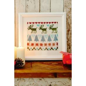 Christmas sampler with tree and reindeer pattern