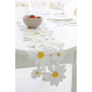 Crochet daisy motif table runner