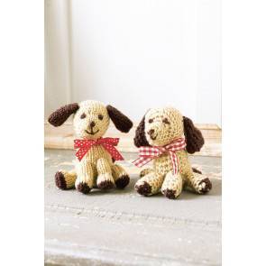 Knitted dog toy with crocheted dog toy