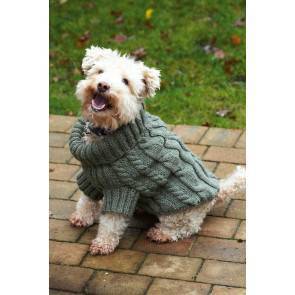 Knitted cable jumper for dogs with chunky roll-neck