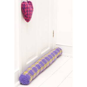 Knitted Fair Isle door draft excluder and heart-shaped pouch