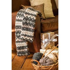 Knitted Fair Isle scarf in natural earthy colours
