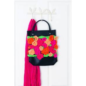 Bright crocheted flowers to decorate a bag